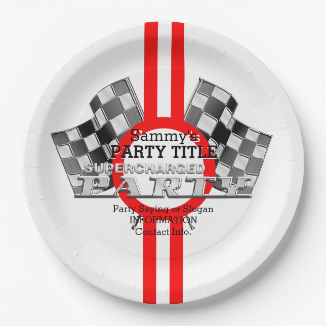 Personalized Supercharged Performance Party Paper Plate (Front)