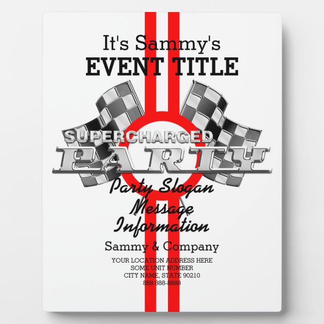 Personalized Supercharged Performance Party Plaque (Front)