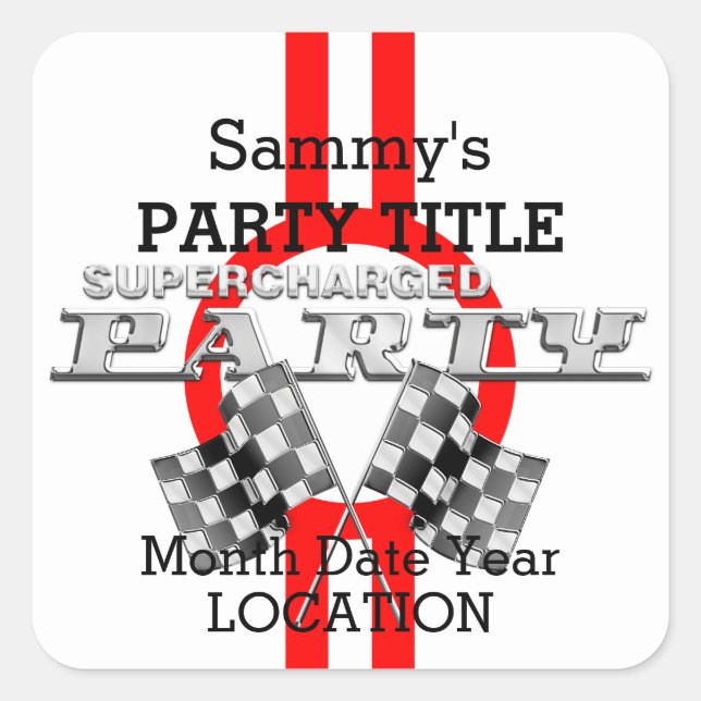 Personalized Supercharged Performance Party Square Sticker (Front)