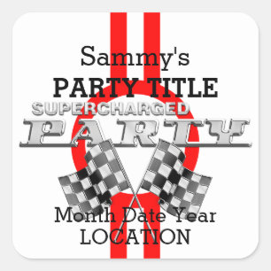Personalized Supercharged Performance Party Square Sticker