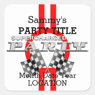Personalized Supercharged Performance Party Square Sticker