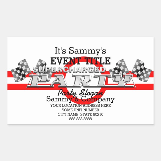 Personalized Supercharged Performance Party Sticker (Front)