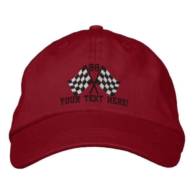 Personalized Supercharged Racing Flags Embroidery Embroidered Hat (Front)