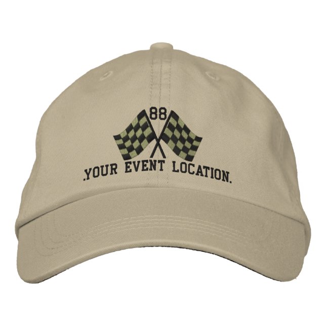 Personalized Supercharged Racing Flags Embroidery Embroidered Hat (Front)