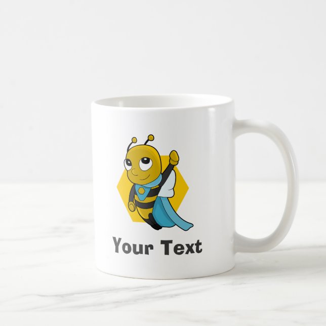 Personalized Superhero bee cartoon Coffee Mug (Right)