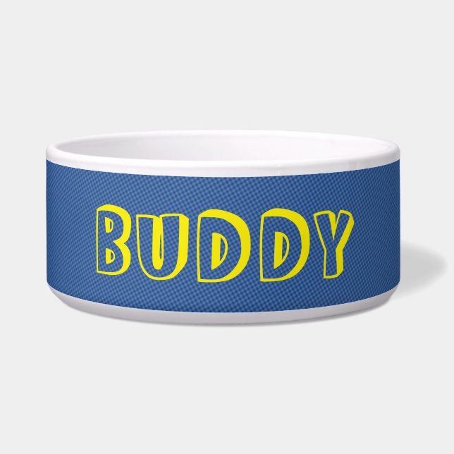 Personalized Superhero Dog Bowl - Woof Comic Burst (Front)