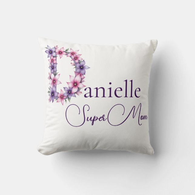 Personalized SuperMom  Throw Pillow (Front)