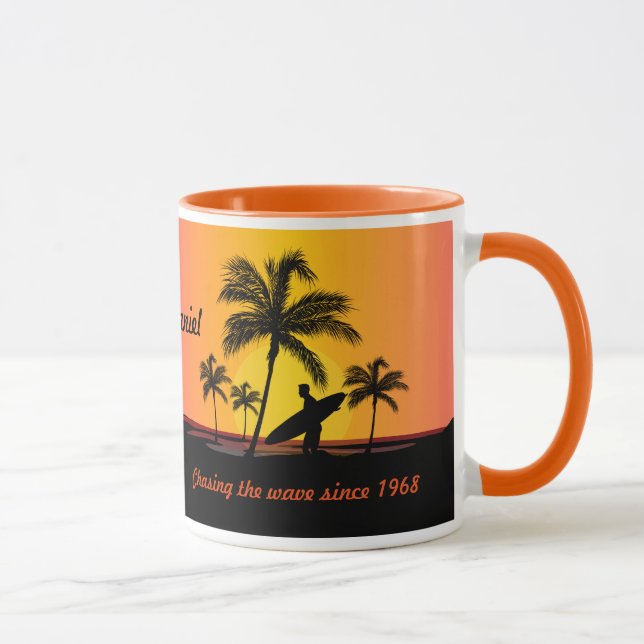Personalized Surfer surfing chasing the wave Mug (Right)