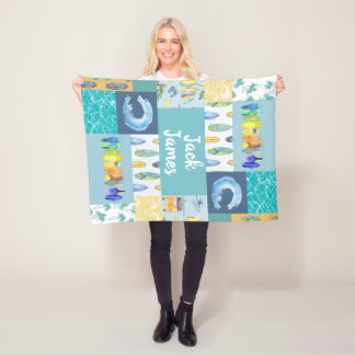Personalized Surfing Baby Blanket Baby Boy Blanket