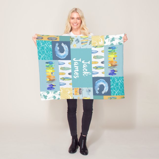Personalized Surfing Baby Blanket Baby Boy Blanket (In Situ)