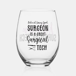 Personalized Surgical Tech Surgical Technologist Stemless Wine Glass