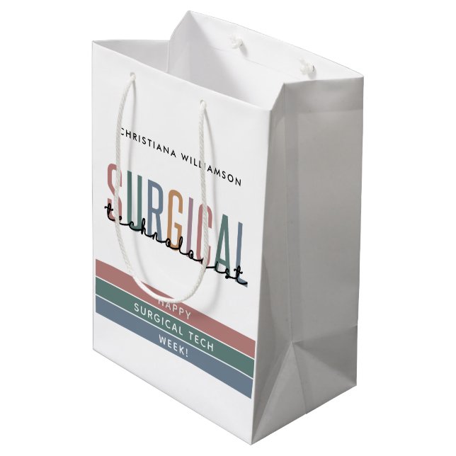 Personalized Surgical Technologist Week OR Tech Medium Gift Bag (Back Angled)