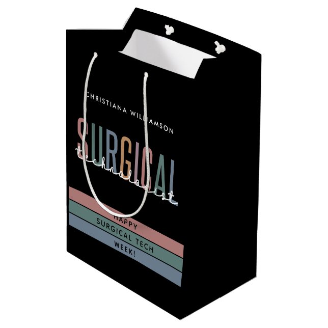Personalized Surgical Technologist Week OR Tech Medium Gift Bag (Back Angled)