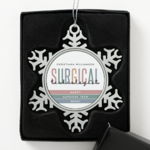 Personalized Surgical Technologist Week OR Tech Snowflake Pewter Christmas Ornament