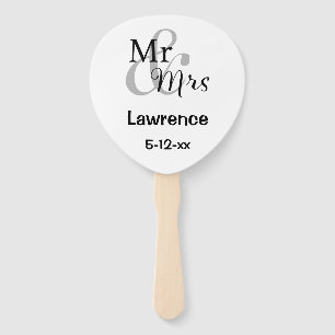 Personalized Surname Date Mr & Mrs Wedding Couple  Hand Fan