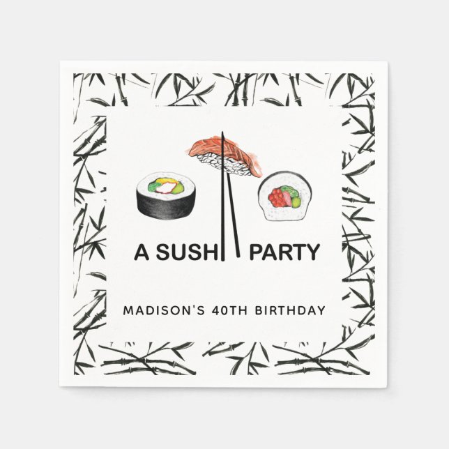 Personalized Sushi Birthday Napkin (Front)