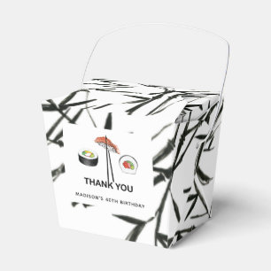 Personalized Sushi Birthday Simple Black White Favor Box