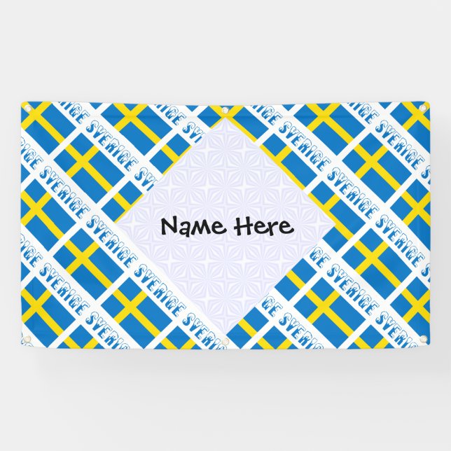 Personalized Sverige Flagge Tiled Banner (Horizontal)