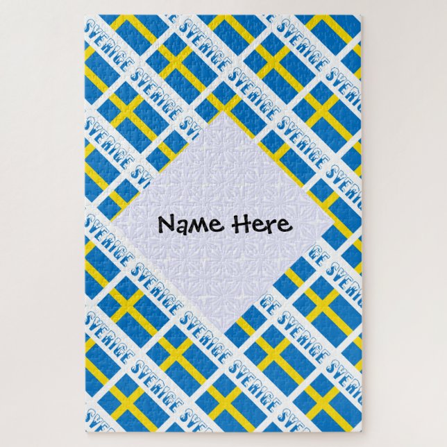 Personalized Sverige Flagge Tiled Jigsaw Puzzle (Vertical)
