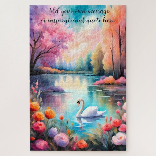 Personalized Swan Lake Serenity Jigsaw Puzzle (Vertical)