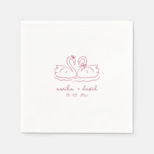 Personalized swan wedding cocktail  napkin