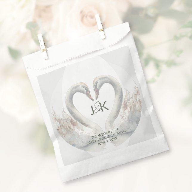 Personalized Swan Wedding Favour Bag (Personalized Swan Wedding Favor Bag)