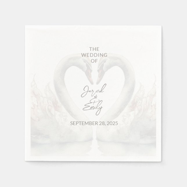 Personalized Swan Wedding Paper Napkins (Front)
