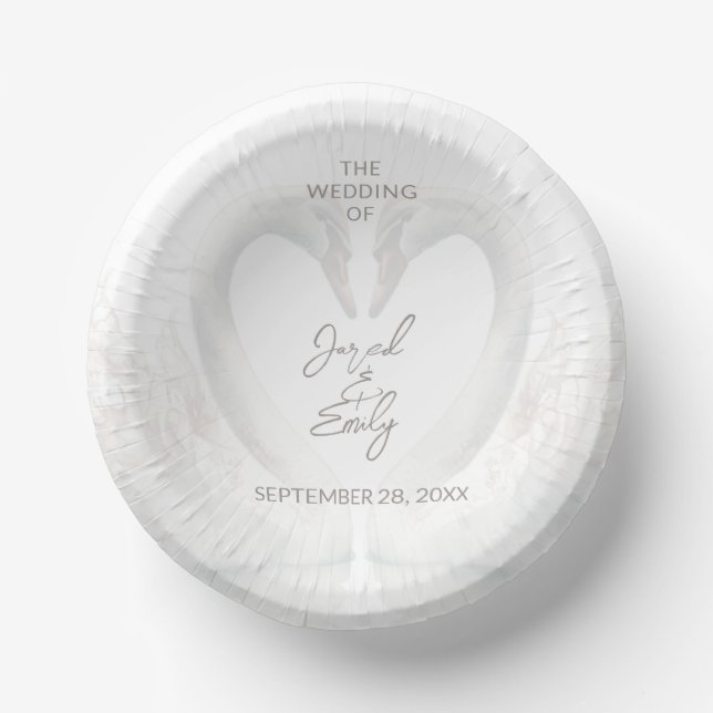 Personalized Swan Wedding Paper Plate (Front)