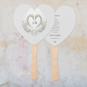 Personalized Swan Wedding Program Hand Fans