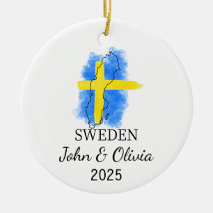 Personalized Sweden Ornament, Sweden Flag Gift Ceramic Ornament