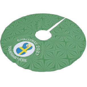 Personalized Swedish Angel Christmas Flag Brushed Polyester Tree Skirt