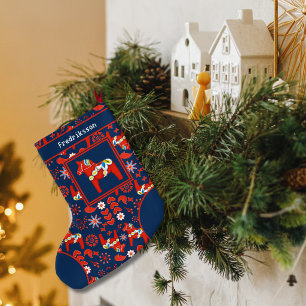 Personalized Swedish Dala Horse Christmas Stocking