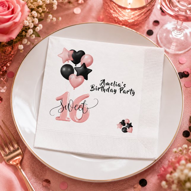 Personalized Sweet 16 Birthday Paper Napkins (Creator Uploaded)