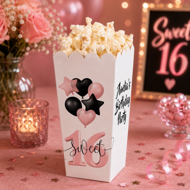 Personalized Sweet 16 Birthday Popcorn Favour Box (Creator Uploaded)
