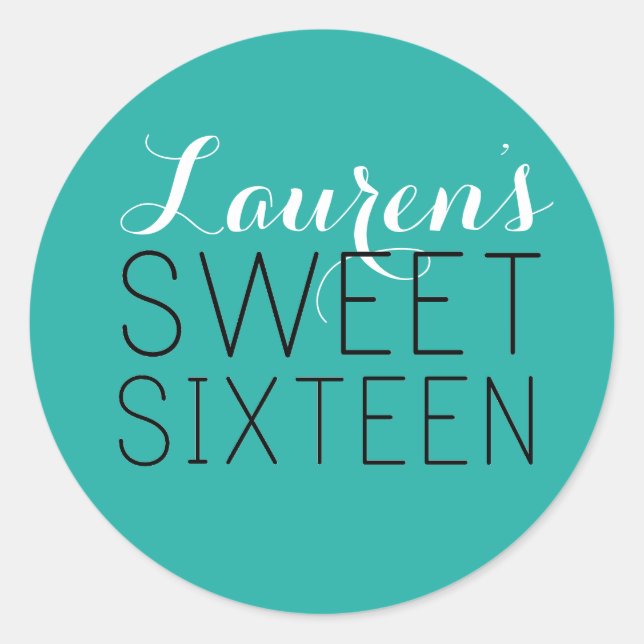 Personalized Sweet 16 Favour Stickers (Front)