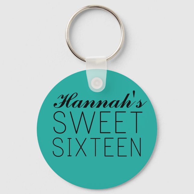 Personalized Sweet 16 Keychain Favour/Gift (Front)