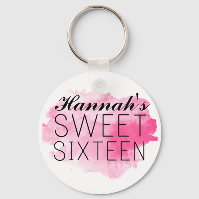Personalized Sweet 16 Keychain Favour/Gift Pink (Front)