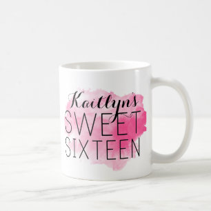 Personalized Sweet 16 Mug with Watercolor