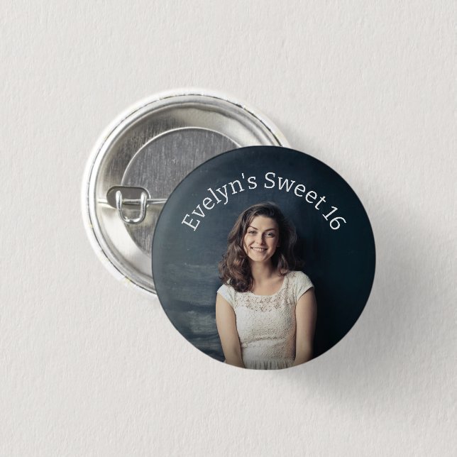 Personalized Sweet 16 Photo 1 Inch Round Button (Front & Back)