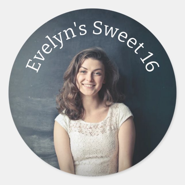 Personalized Sweet 16 Photo Classic Round Sticker (Front)