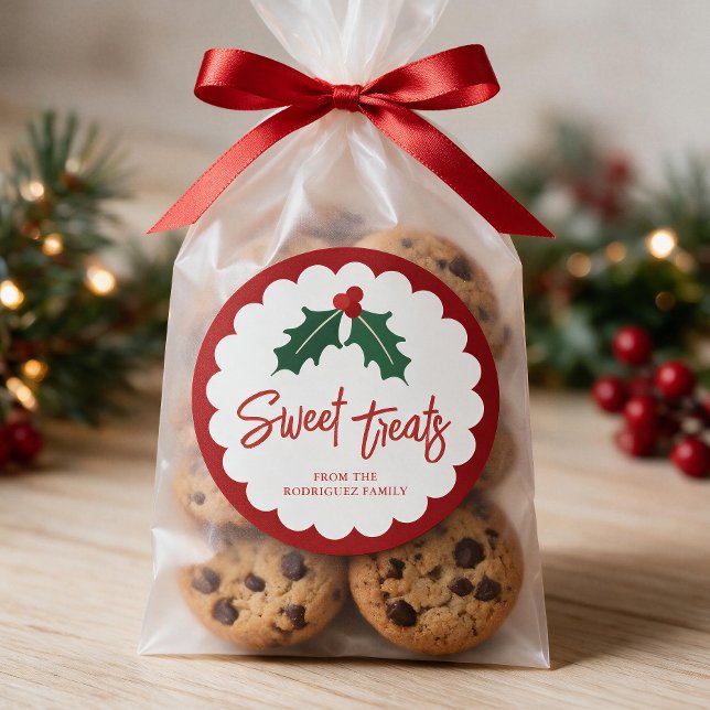 Personalized Sweet Baked Christmas Baking Sticker (Sticker is shown in 3 inches, personalize with name, and choose size, sticker sheets, or rolls.)