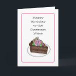 Personalized Sweet Birthday Card for Niece<br><div class="desc">The front of the card has a hand drawn piece of chocolate birthday cake with pink roses and a butterfly. Personalized it by adding a name or family member on the front.</div>