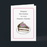 Personalized Sweet Birthday Card for Sister<br><div class="desc">The front of the card has a hand drawn piece of  birthday cake with pink roses and a butterfly. Personalized it by adding a name or family member on the front.</div>