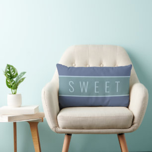 Personalized "SWEET" Blue and Grey Lumbar Pillow