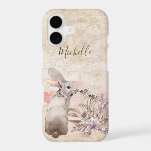 Personalized Sweet Bunny Rabbit and Pretty Flowers