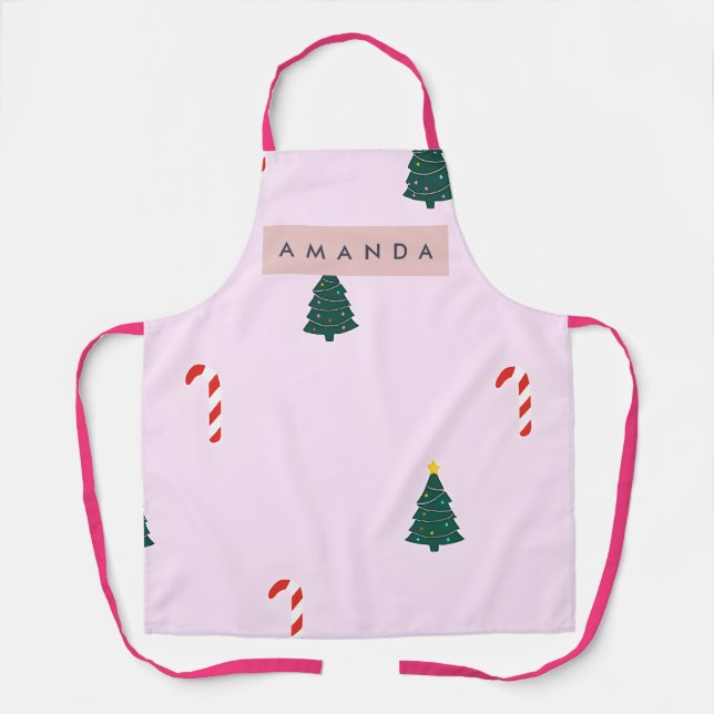 Personalized Sweet Christmas Tree & Candy Cane Apron (Front)