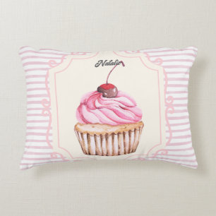 Personalized sweet cupcake Shabby Chic Border Accent Pillow