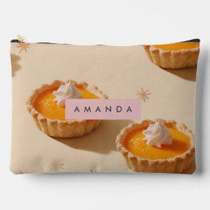 Personalized Sweet Custard Tart Pattern Accessory Pouch