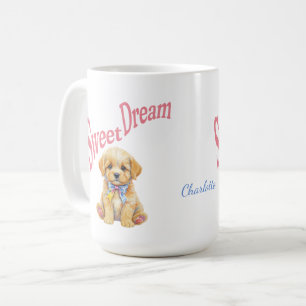 Personalized "Sweet Dream" Puppy Dog Watercolor Mu Coffee Mug