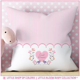 Personalized Sweet Dreams Floral Baby Girl Throw Pillow